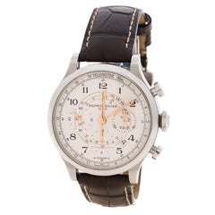 Used Baume & Mercier White Capeland Chronograph Stainless Steel Men's Watch 42MM