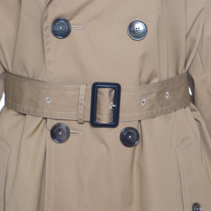 Women's Balenciaga Camel Brown Belted Swing Trench Coat L