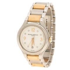 Baume & Mercier White Mother of Pearl Yellow Gold Capped Stainless Steel Women's