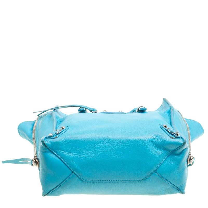 Balenciaga Caribbean Blue Leather Mini Papier A4 Magnet Top Handle Shoulder Bag 7