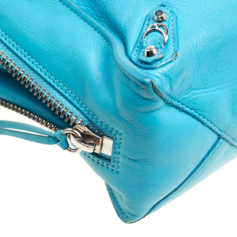 Balenciaga Caribbean Blue Leather Mini Papier A4 Magnet Top Handle Shoulder Bag 9