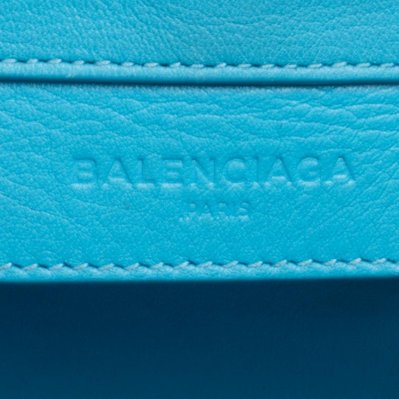 Balenciaga Caribbean Blue Leather Mini Papier A4 Magnet Top Handle Shoulder Bag 2