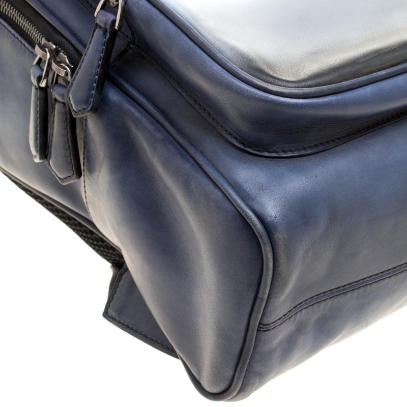 Men's Berluti Gradient Blue/White Polished Leather Time Off Dégradé Backpack
