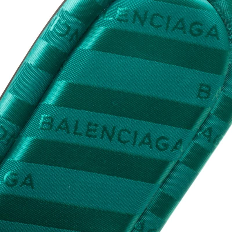 Balenciaga Emerald Green Jacquard Hotel Flat Slides Size 39 1