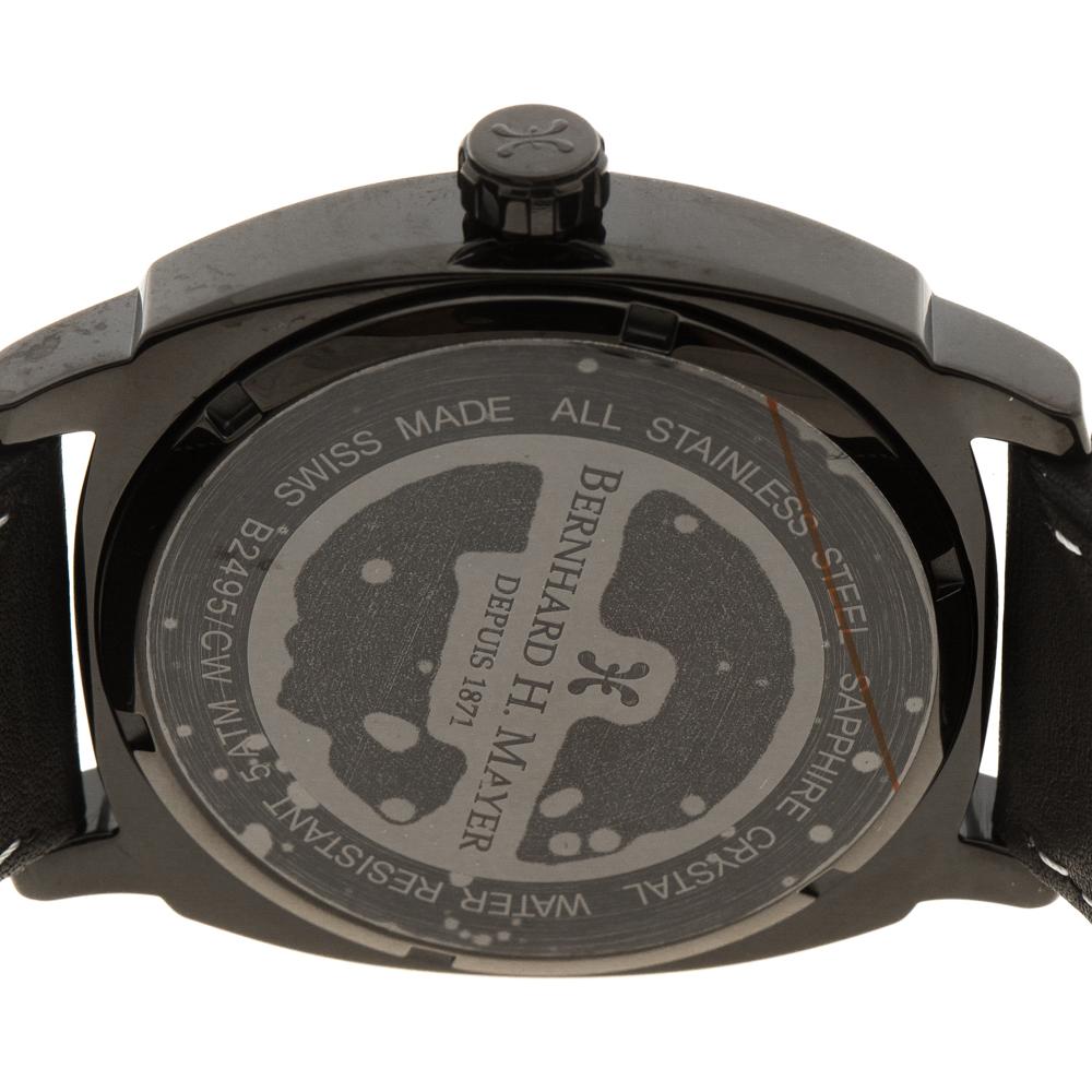 Contemporary Bernhard H Mayer Black Stainless Steel IL Nero Men's Wristwatch 44 mm