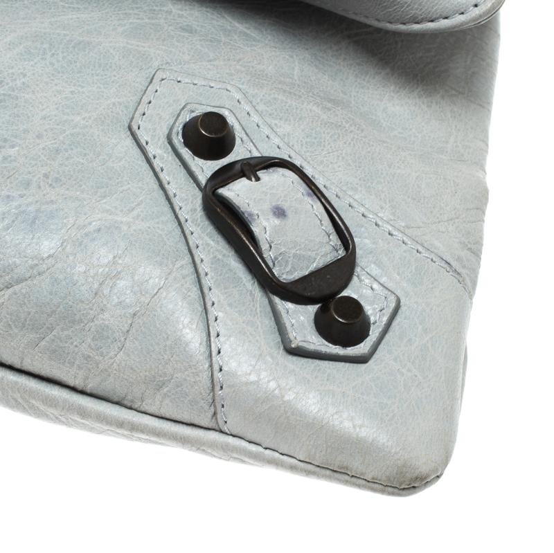 Balenciaga Grey Leather RH Foldover Clutch 5