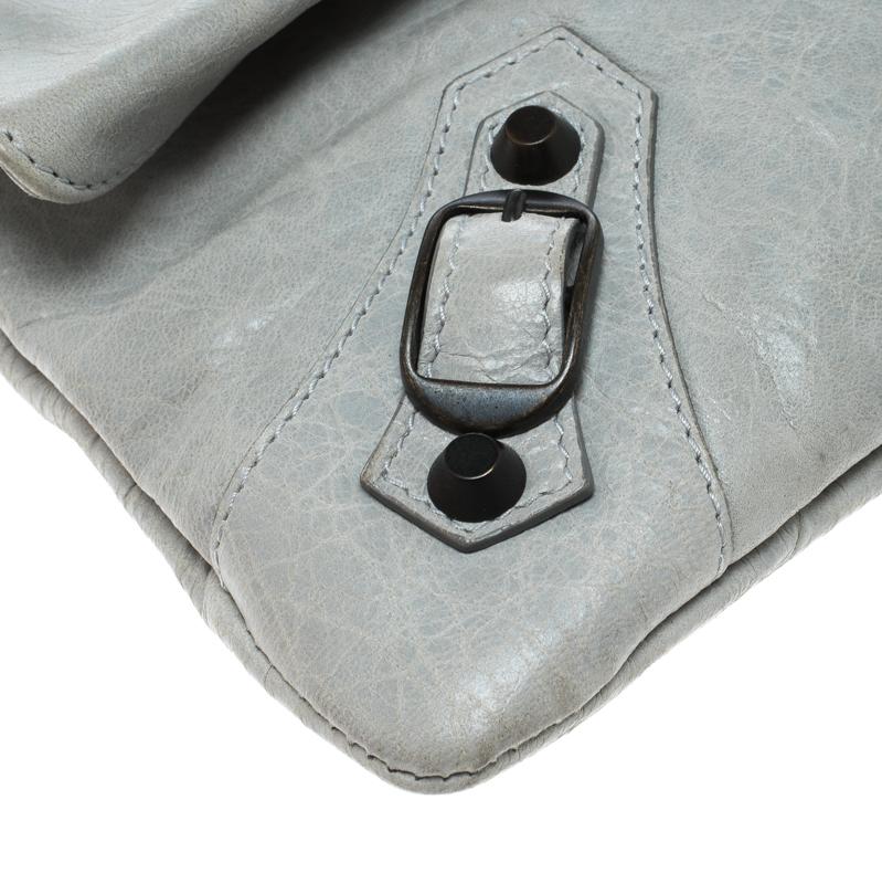 Balenciaga Grey Leather RH Foldover Clutch 1