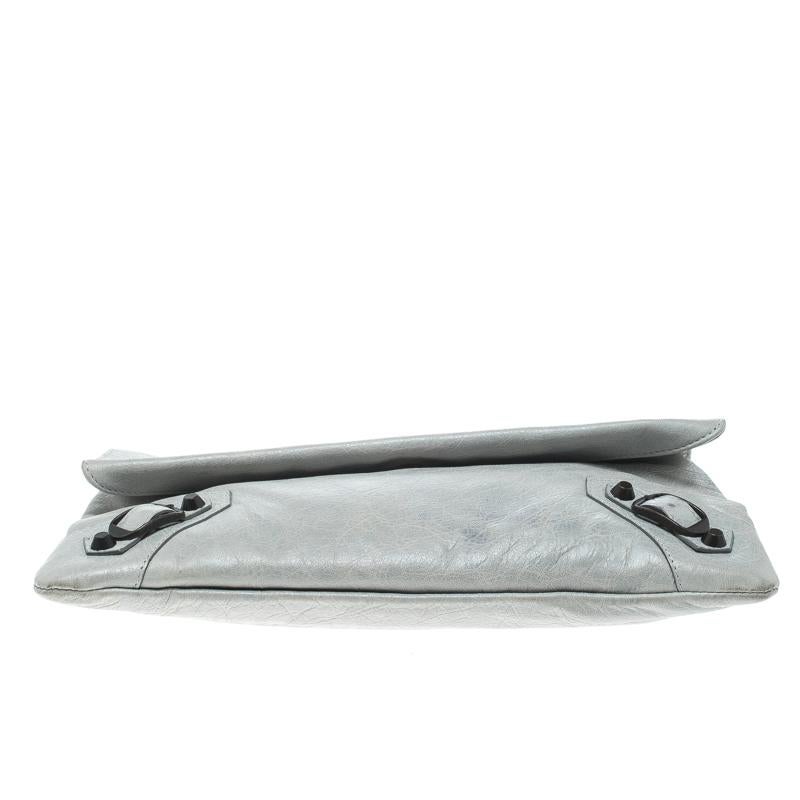 Balenciaga Grey Leather RH Foldover Clutch 2