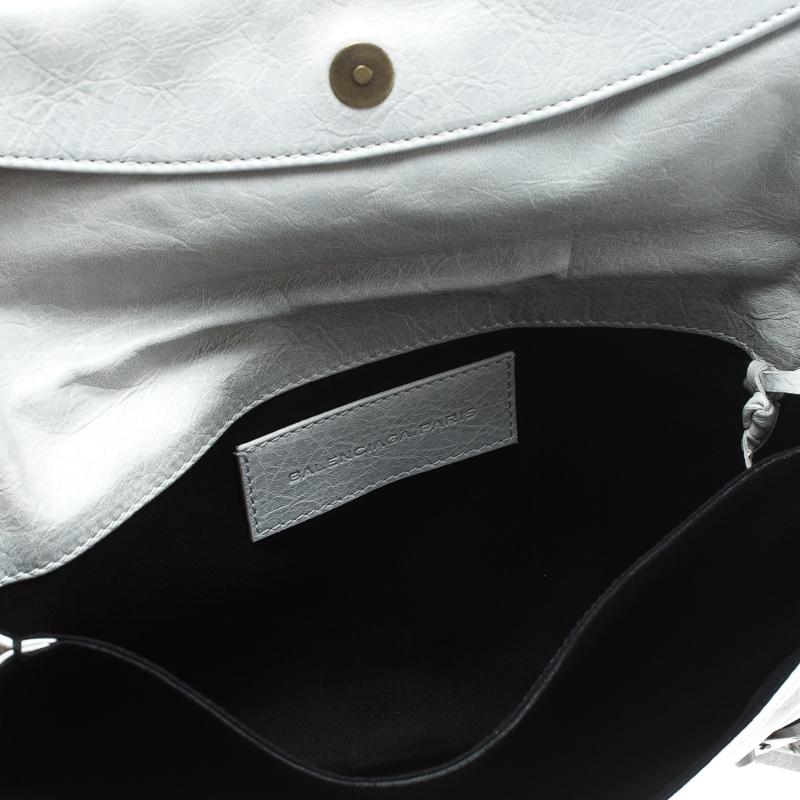 Balenciaga Grey Leather RH Foldover Clutch 4