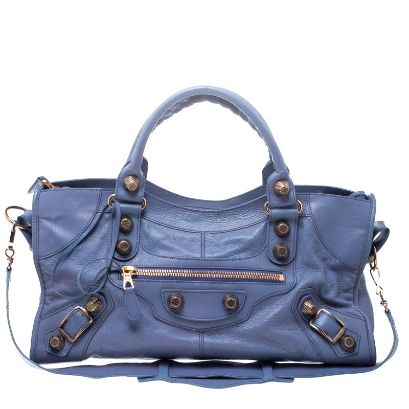 Balenciaga Light Blue Leather GGH Part Time Top Handle Bag