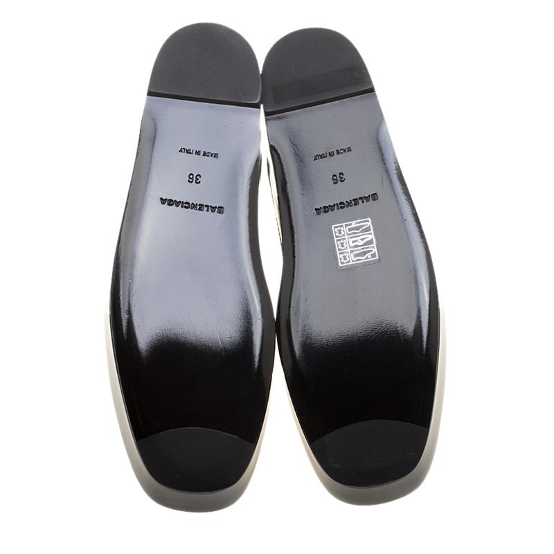 Black Balenciaga Oxford Blue Leather Monk Strap Platform Loafers Size 36