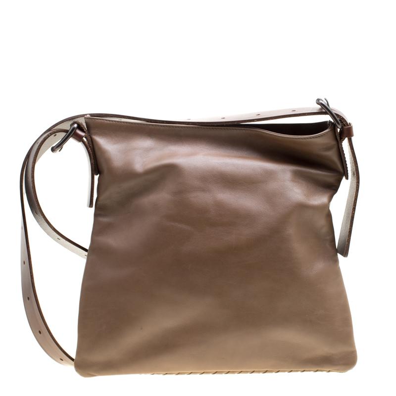 Women's Bottega Veneta Brown Leather Messenger Bag