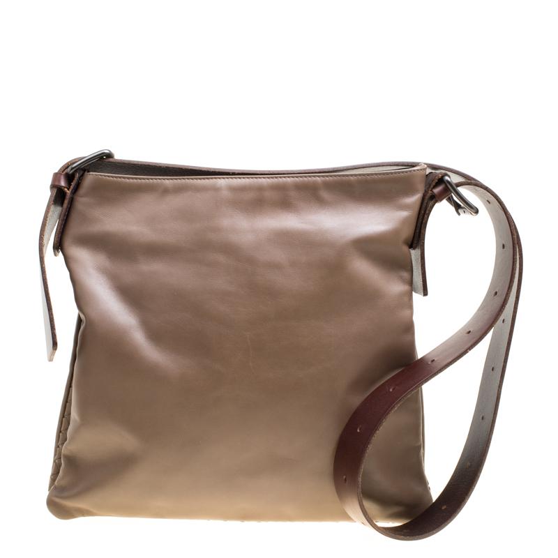 Bottega Veneta Brown Leather Messenger Bag