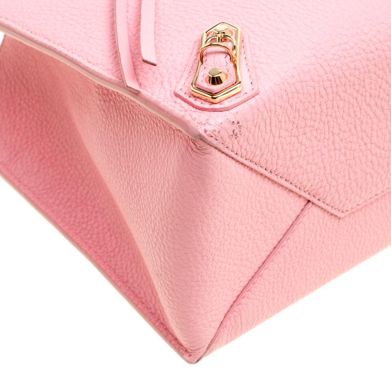 Balenciaga Pink Leather Mini Metallic Papier A4 Top Handle Bag In Good Condition In Dubai, Al Qouz 2