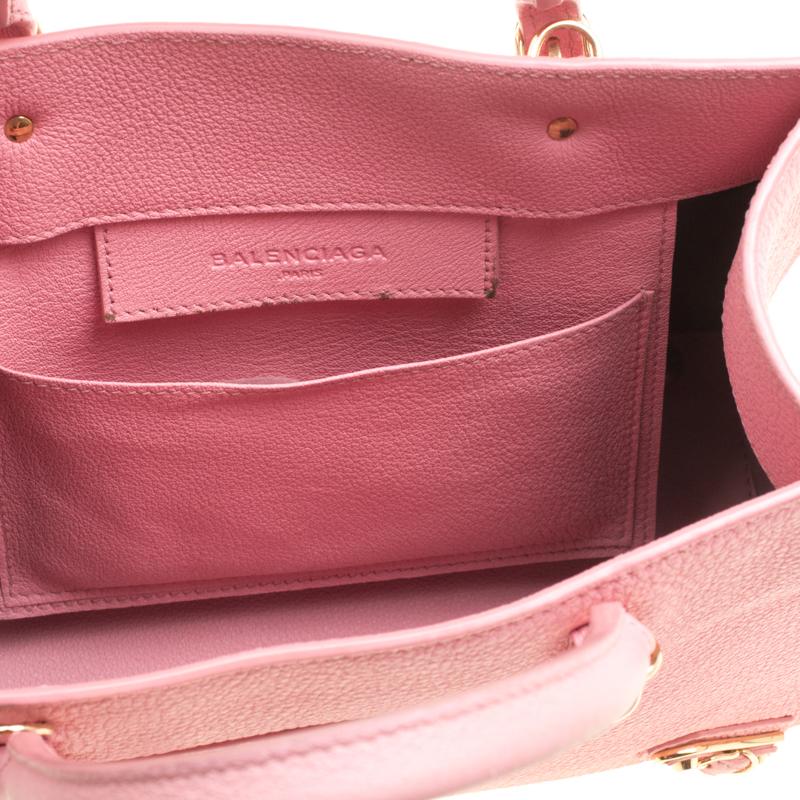 Balenciaga Pink Leather Mini Metallic Papier A4 Top Handle Bag 1