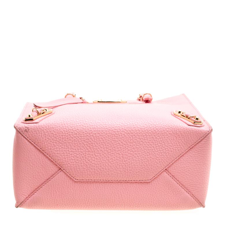 Balenciaga Pink Leather Mini Metallic Papier A4 Top Handle Bag 2