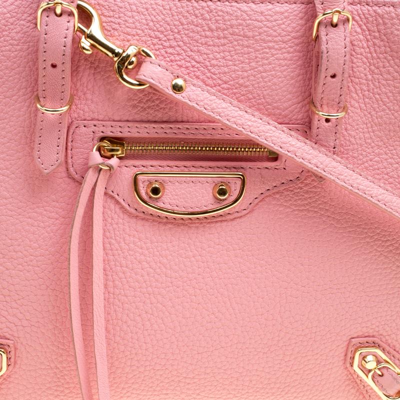 Balenciaga Pink Leather Mini Metallic Papier A4 Top Handle Bag 5