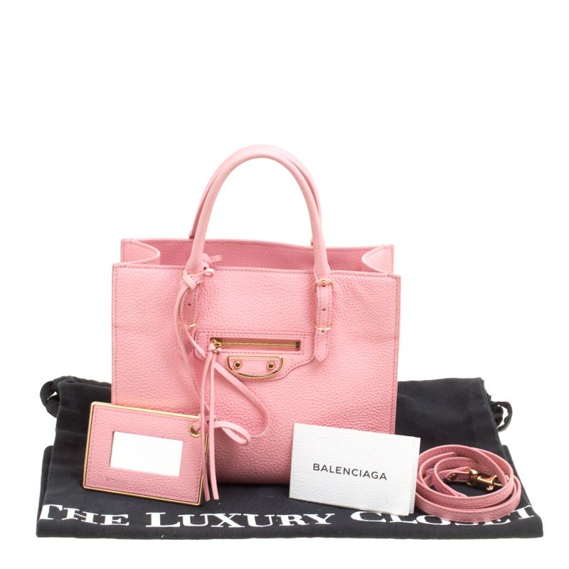 Balenciaga Pink Leather Mini Metallic Papier A4 Top Handle Bag 6