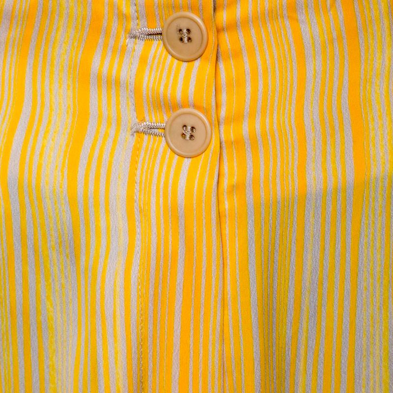Women's Bottega Veneta Yellow and Grey Striped Pants L