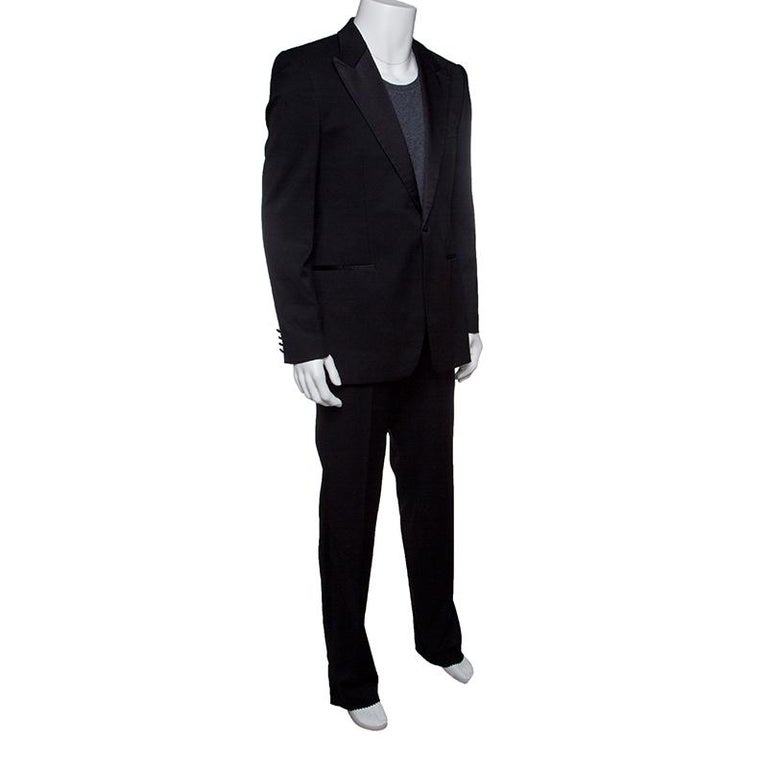 Boss by Hugo Boss Black Wool Satin Trim Detail Cary/Grant Suit L For ...