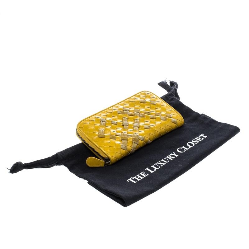 Bottega Veneta Yellow Intrecciato Nappa Leather Zip Wallet 6