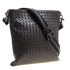 Veneta Dark Brown Intrecciato Leather Crossbody Bag