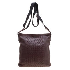 Bottega Veneta Burgundy Intrecciato Leather Crossbody Bag