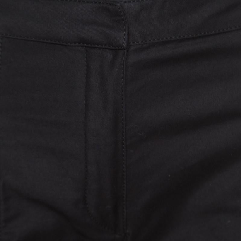 Balmain Black Cotton Ankle Zip Detail High Waisted Pants S In Good Condition In Dubai, Al Qouz 2