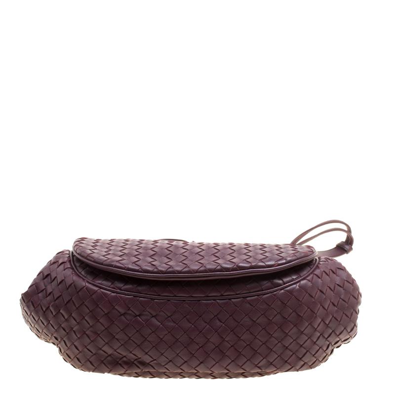 Bottega Veneta Burgundy Intrecciato Leather Drawstring Flap Crossbody Bag 1