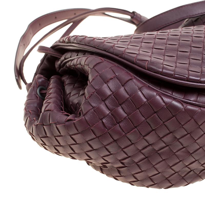 Bottega Veneta Burgundy Intrecciato Leather Drawstring Flap Crossbody Bag 2