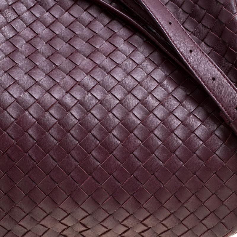Bottega Veneta Burgundy Intrecciato Leather Drawstring Flap Crossbody Bag 4
