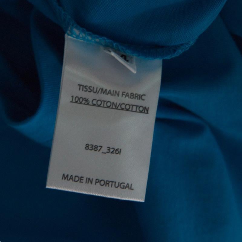 Women's Balmain Blue Cotton Shoulder Logo Button Detail Sleeveless T-Shirt L