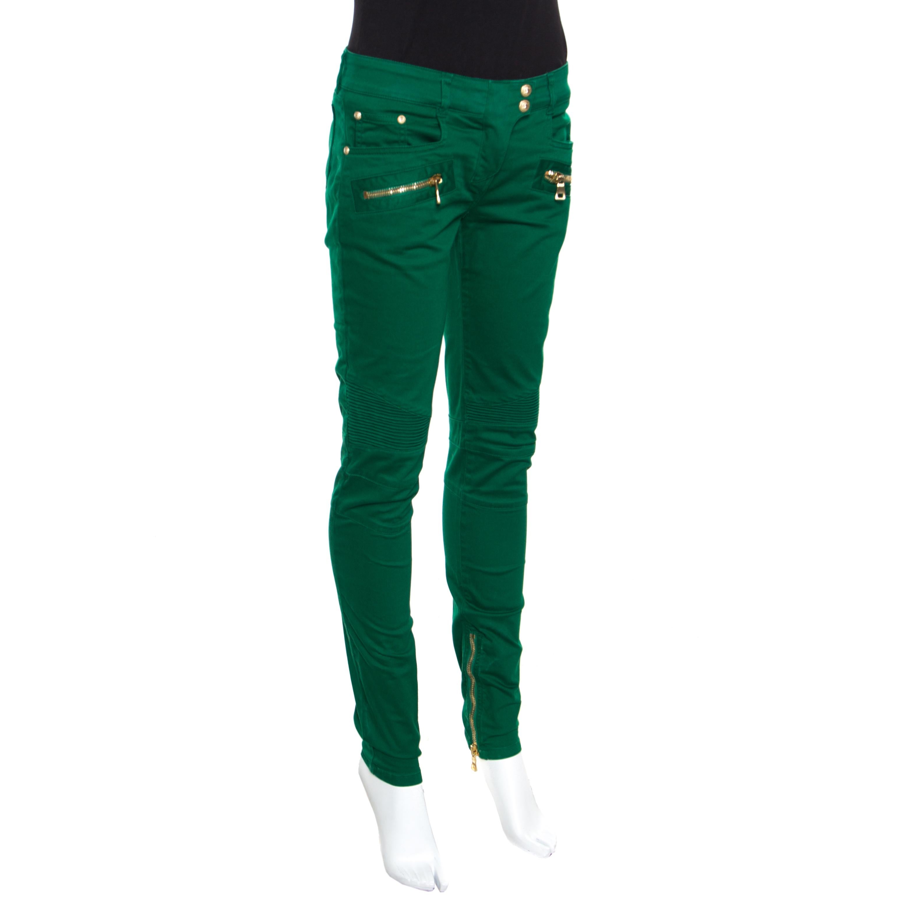 green balmain jeans