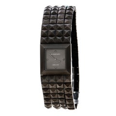 Used Burberry Black Gauntlet Pyramid Flex Bracelet Women's Wristwatch 20MM