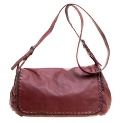 Veneta Maroon Leather Karung Crossbody Messenger Bag