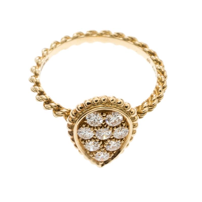 Boucheron Serpent Boheme 18k Yellow Gold And Diamonds S Motif Ring In Excellent Condition In Dubai, Al Qouz 2