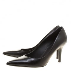 Bottega Veneta Black Leather Intrecciato Detail Pointed Toe Pumps Size 38