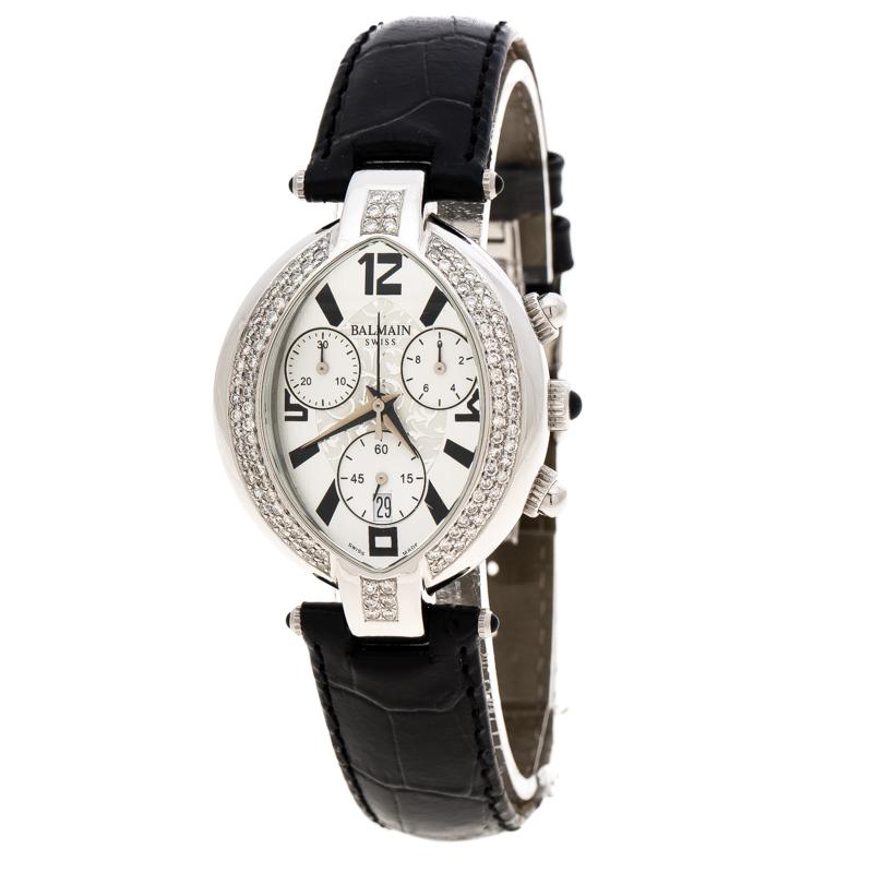 Silver Stainless Steel And Diamond Excessive Chrono 5831 Women's Wristwatch 32 m