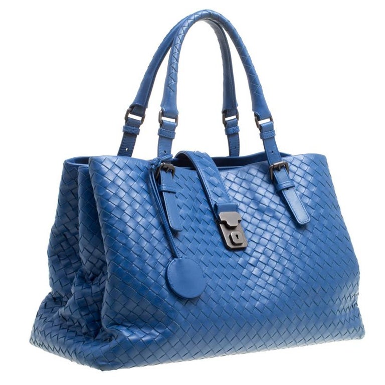 Bottega Veneta Blue Intrecciato Leather Roma Tote For Sale at 1stDibs ...