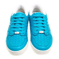 Bottega Veneta Blue Intrecciato Leather Speedster Sneakers Size 41.5