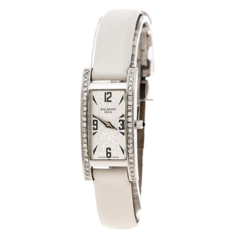 Silver White Stainless Steel and Diamond 2191 Women
s Wristwatch 18 mm