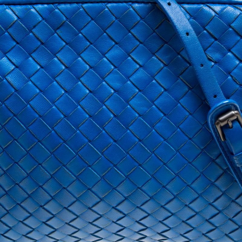 Women's Bottega Veneta Blue Intrecciato Nappa Leather Crossbody Bag