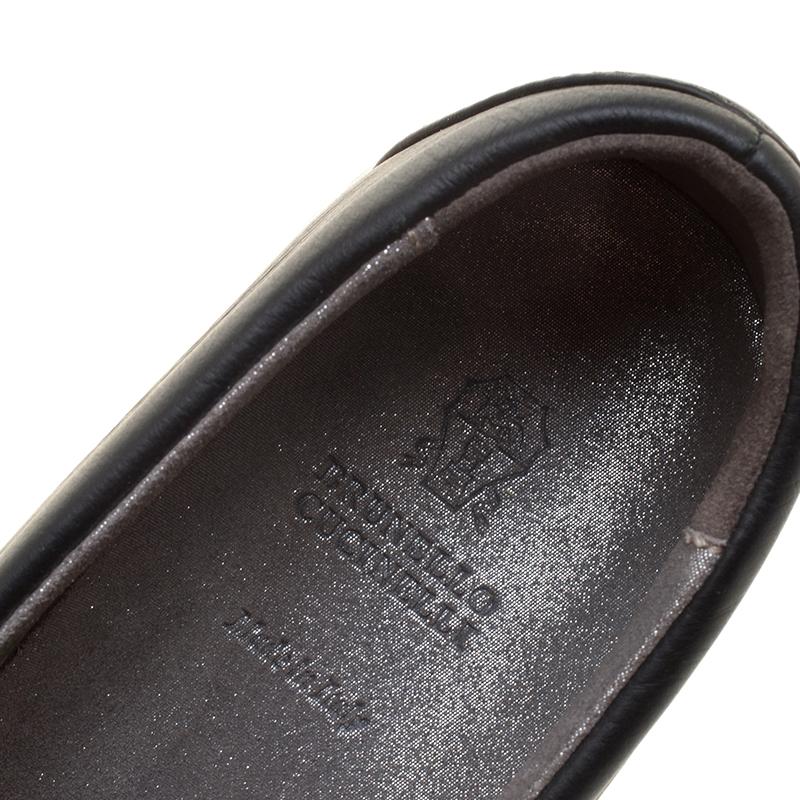 Brunello Cucinelli Black Leather Slip On Sneakers Size 39.5 2