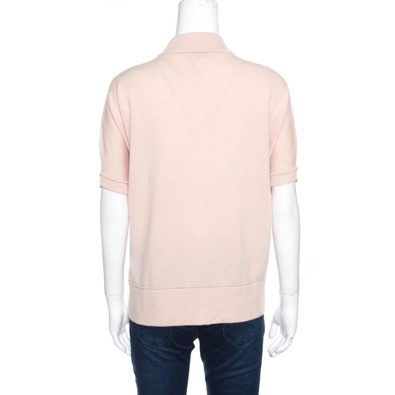 Beige Brunello Cucinelli Blush Pink Cashmere Zip Front Box Sweater XL