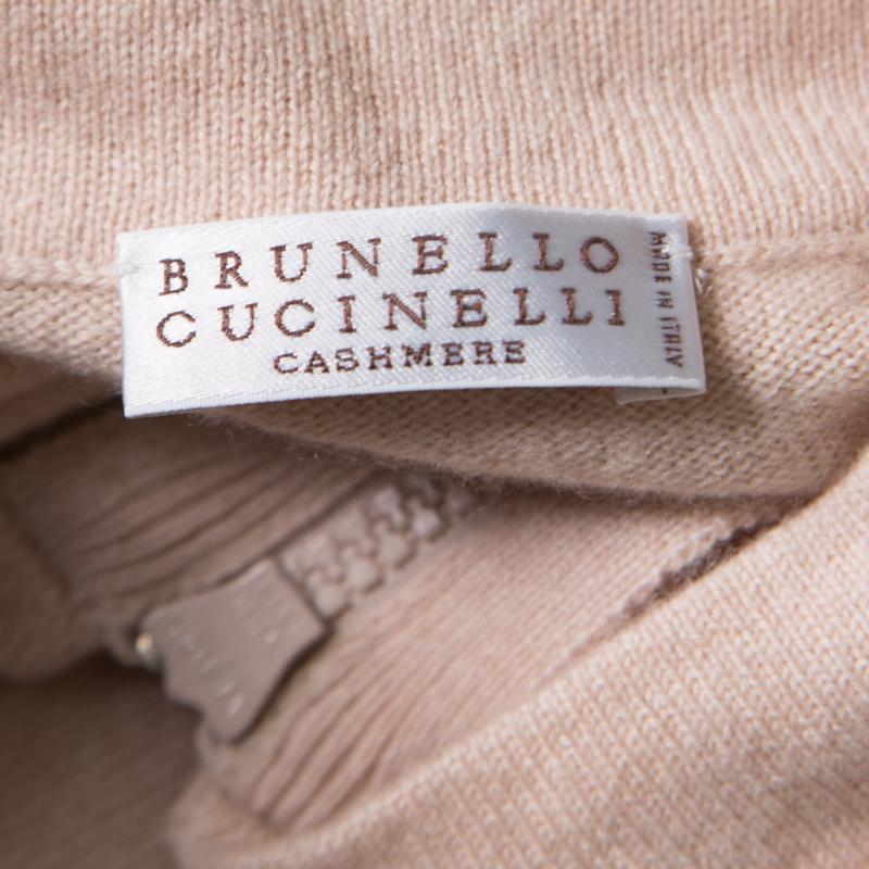 Brunello Cucinelli Blush Pink Cashmere Zip Front Box Sweater XL 2