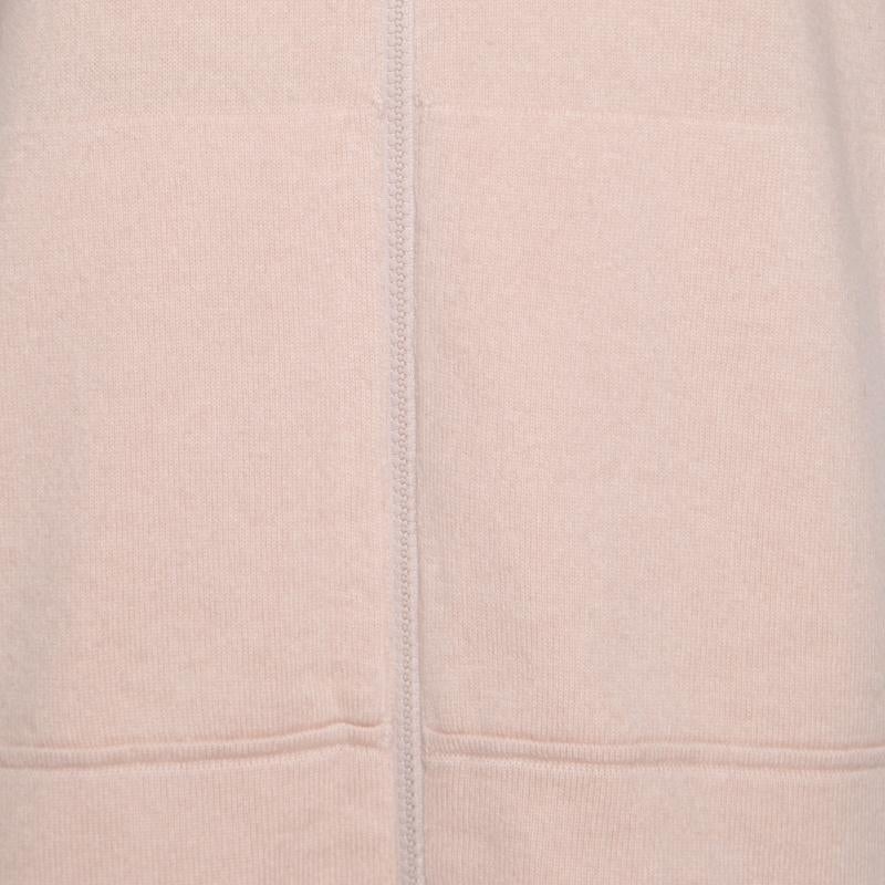Women's Brunello Cucinelli Blush Pink Cashmere Zip Front Box Sweater XL