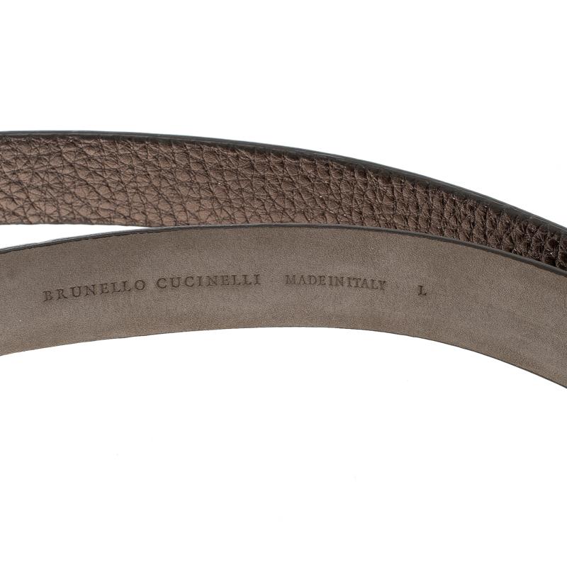 Brunello Cucinelli Bronze Leather Western Buckle Belt 95cm In New Condition In Dubai, Al Qouz 2