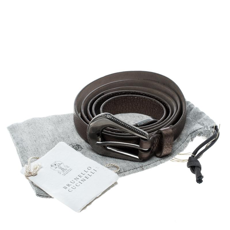 Brunello Cucinelli Bronze Leather Western Buckle Belt 95cm 1