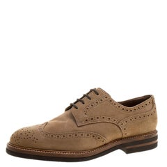 Brunello Cucinelli Brown Suede Brogue Lace Up Oxfords Size 43