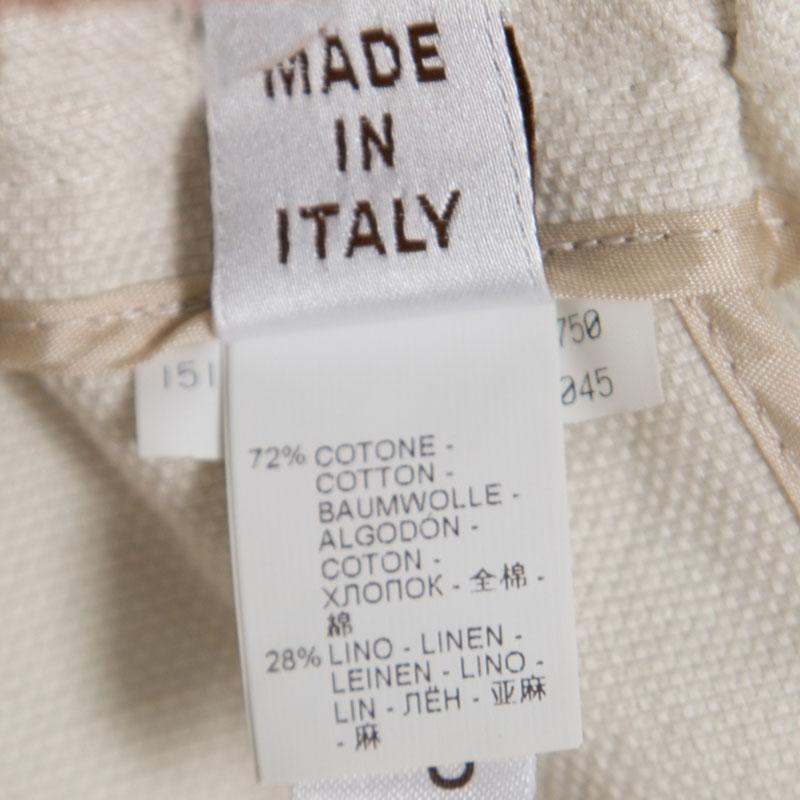 Women's  Cucinelli Beige Linen Cotton Fringed Side Seam Detail Shorts M